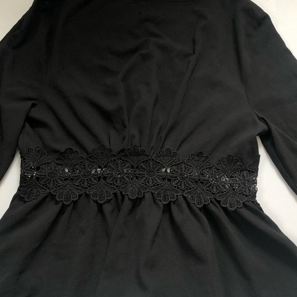 boohoo Crochet + Ladder Trim Button Through Blouse Black Size 10 - Picture 7 of 11